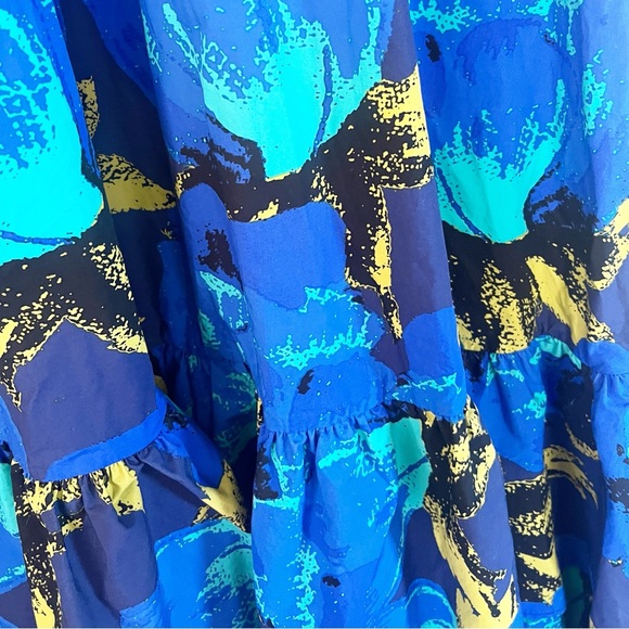 Christopher John Rogers x Target Floral Puff Sleeve Tiered Dress Blue Size 6 - Picture 7 of 7